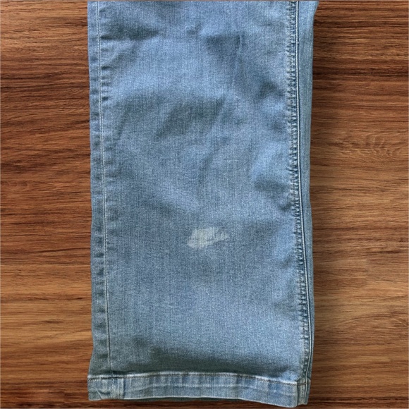 J.Crew Mercantile Size 31 Wide Leg Cropped Jeans Light Blue Denim Pockets Flaw - Picture 3 of 9